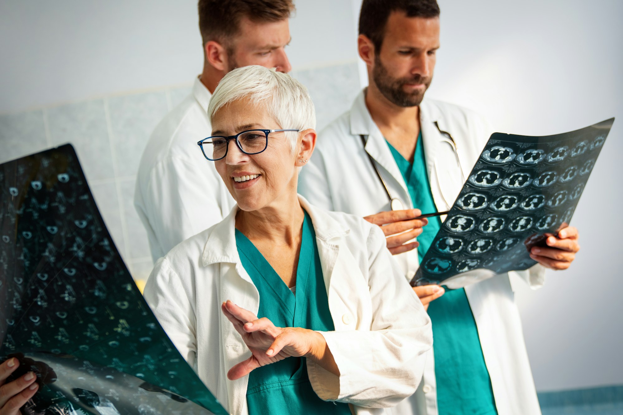 Radiology, health care, people, surgery and medicine concept